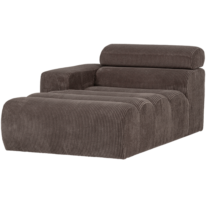 WOOOD Novi Chaise Longue Element Arm Links - Ribstof - Grijsbruin