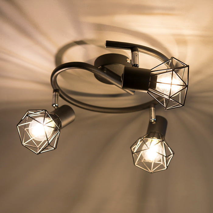 QAZQA Smart spot zwart draai- en kantelbaar incl. 3 Wifi P45 - Mosh