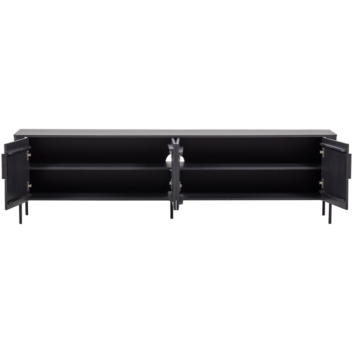 WOOOD Gunnar Tv Meubel - Grenenhout - Matzwart - 56x200x44