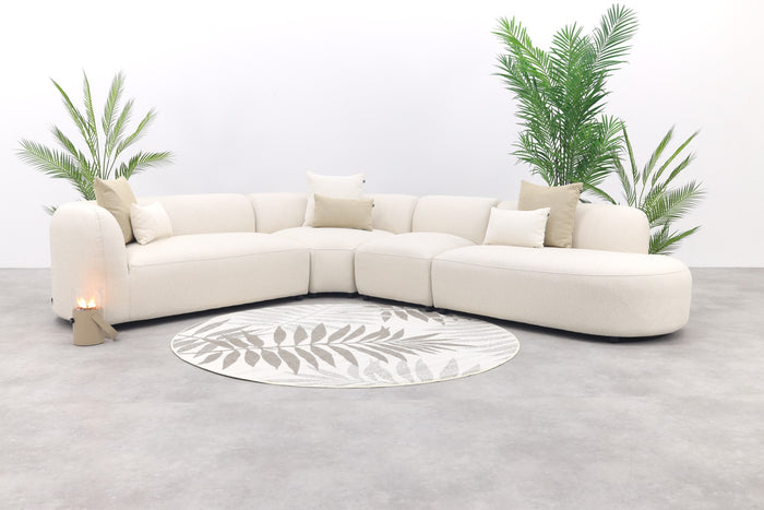 Madeira ronde hoekbank links + tussenelement - Naturel Sunbrella