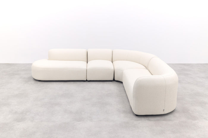 Madeira ronde hoekbank rechts + tussenelement - Naturel Sunbrella