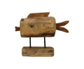HSM Collection-Decoratieve Vis Op Voet-37x14x28-Naturel-Teak