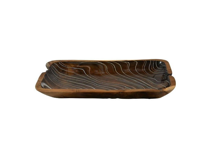 HSM Collection-Dienblad -45x20x5-Naturel|Wit-Teak