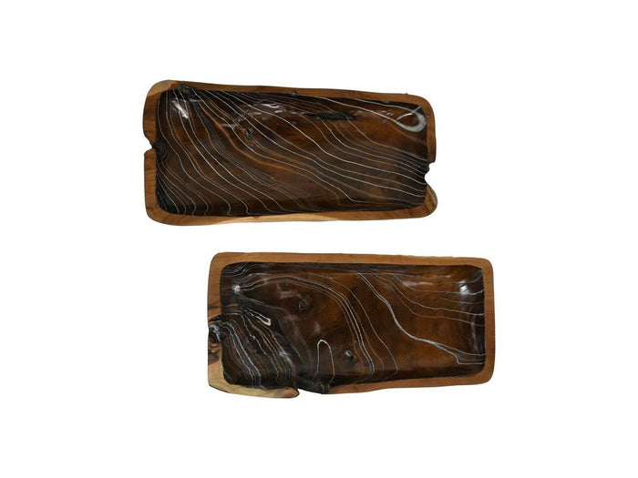 HSM Collection-Dienblad -45x20x5-Naturel|Wit-Teak