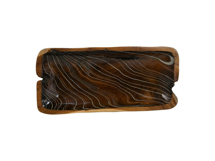 HSM Collection-Dienblad -45x20x5-Naturel|Wit-Teak