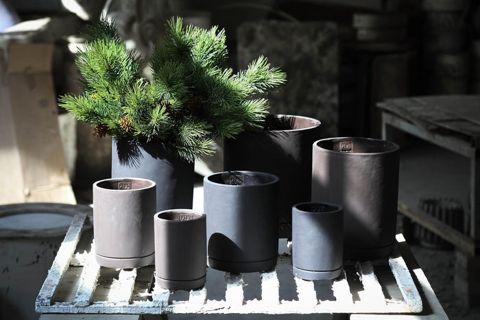 PTMD Vik Purple Dark Cement Cylinder Pot Round Matt XL