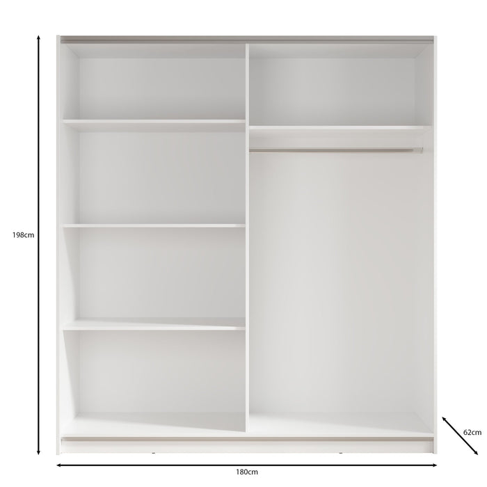 Meubella - Kledingkast Ganaro - Grijs - 180 cm - Met spiegel