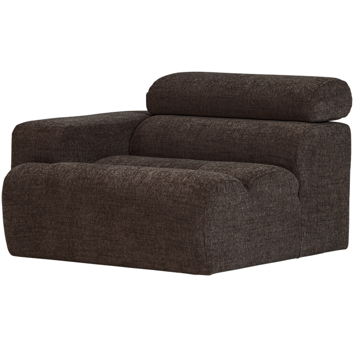 WOOOD Novi 1-Zits Element Bank Arm Links - Polyester - Donkerbruin