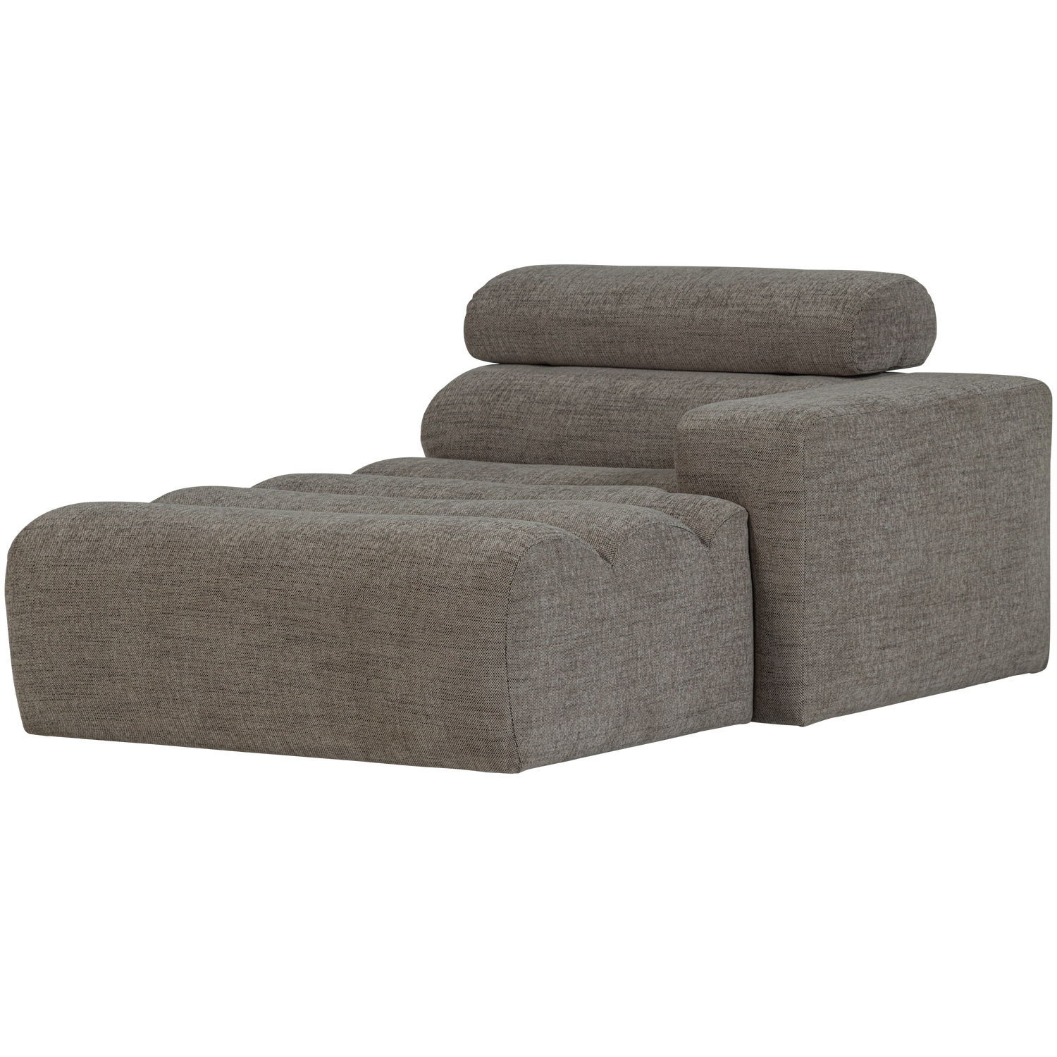 WOOOD Novi Chaise Longue Element Arm Rechts - Polyester- Grijs Melange