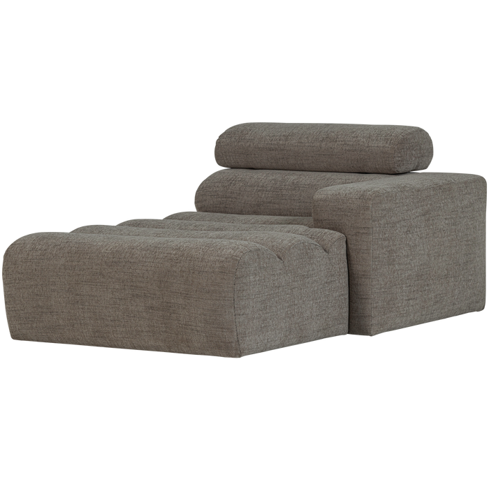 WOOOD Novi Chaise Longue Element Arm Rechts - Polyester- Grijs Melange