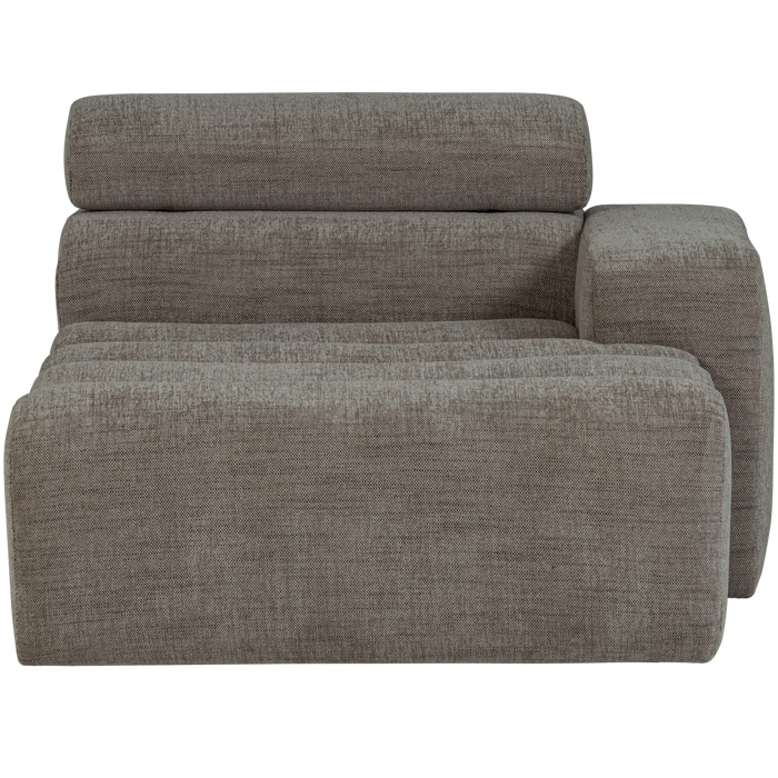 WOOOD Novi Chaise Longue Element Arm Rechts - Polyester- Grijs Melange