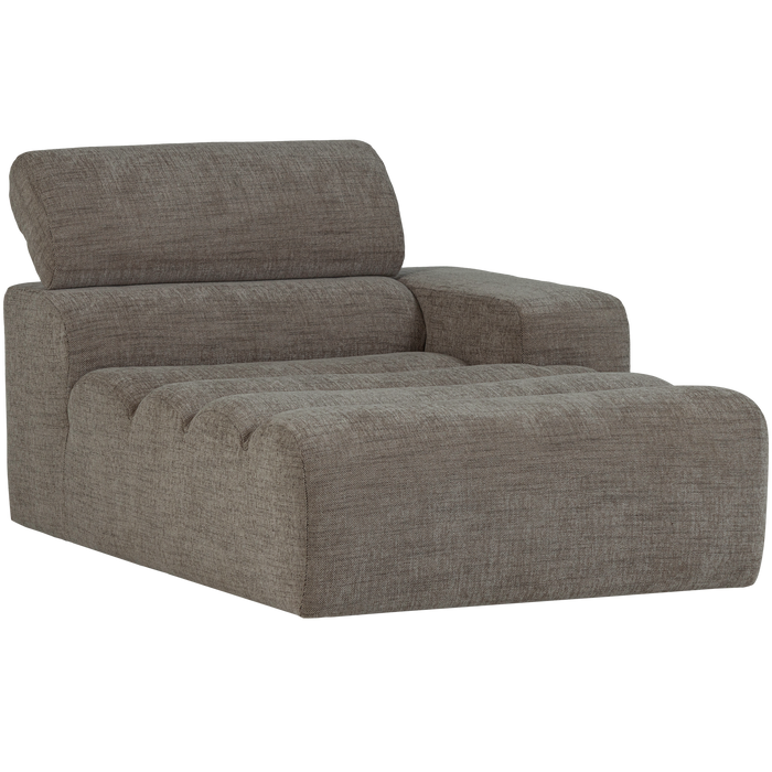 WOOOD Novi Chaise Longue Element Arm Rechts - Polyester- Grijs Melange