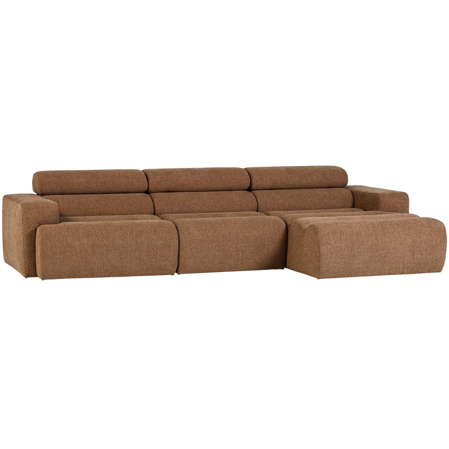 WOOOD Novi Chaise Longue Bank Rechts - Polyester -Karamelbruin Melange