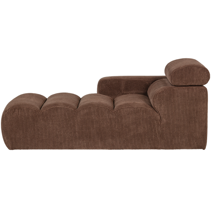 WOOOD Novi Chaise Longue Element Arm Links - Ribstof - Mokkabruin
