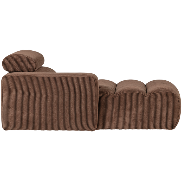 WOOOD Novi Chaise Longue Element Arm Links - Ribstof - Mokkabruin