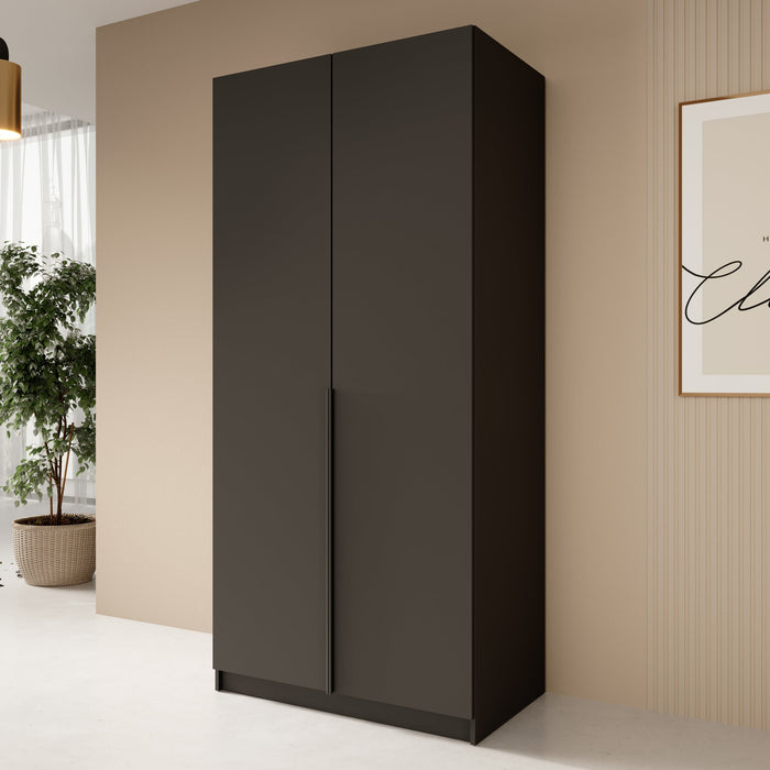 Meubella - Kledingkast Bruno - Zwart - 100 cm