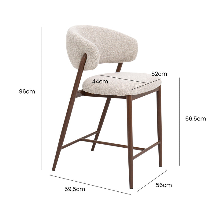 DÉJA Living - DÉJA Barstoel Skive Beige|Walnoot - Set van 2