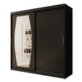 Meubella - Kledingkast Azai - Zwart - 200 cm - Met spiegel
