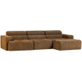 WOOOD Novi Chaise Longue Bank Rechts - Polyester - Karamelbruin