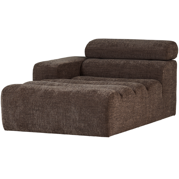 WOOOD Novi Chaise Longue Element Arm Links - PES - Donkerbruin Melange