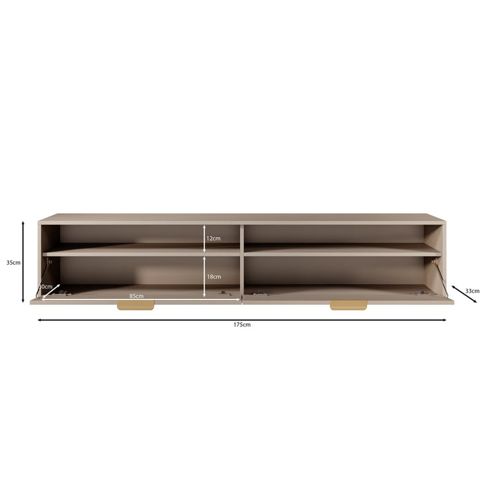 Meubella - TV-Meubel Qipp - Zwart - 175 cm