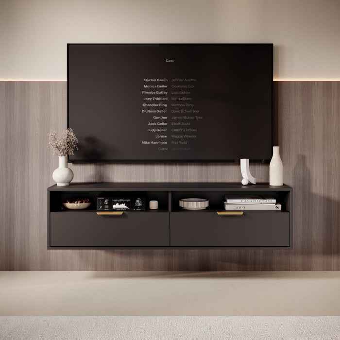 Meubella - TV-Meubel Qipp - Zwart - 140 cm