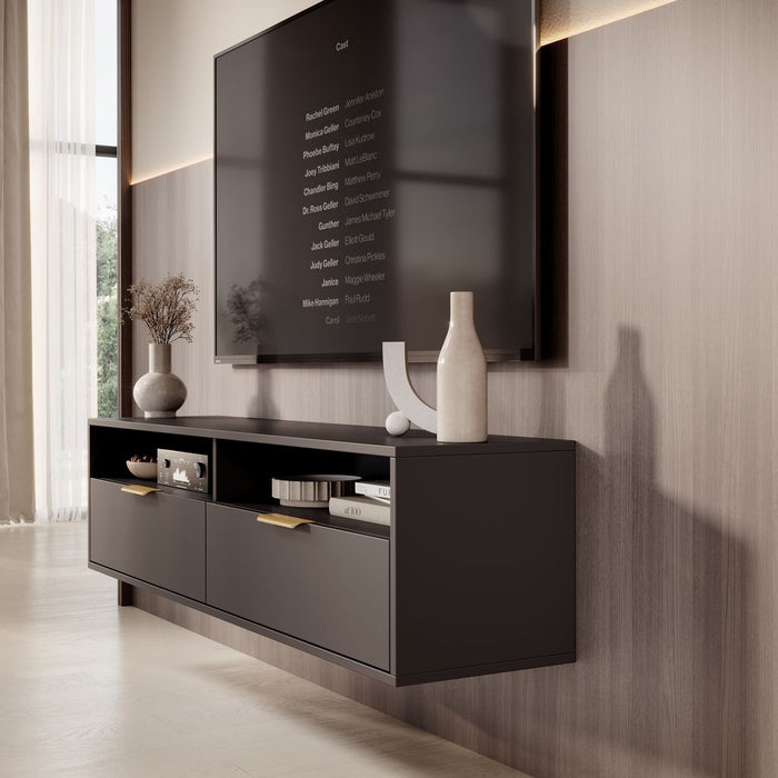Meubella - TV-Meubel Qipp - Zwart - 140 cm