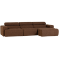 WOOOD Novi Chaise Longue Bank Rechts - Polyester - Mokka