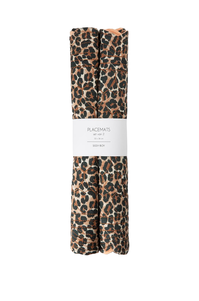 Sissy-Boy Lichtoranje placemat set met hartjes en leopard print-2st.