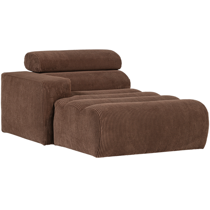 WOOOD Novi Chaise Longue Element Arm Links - Ribstof - Mokkabruin
