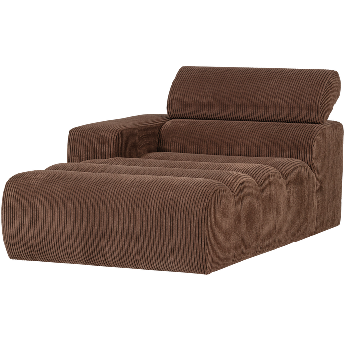WOOOD Novi Chaise Longue Element Arm Links - Ribstof - Mokkabruin