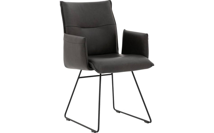 Goossens  Eetkamerstoel Nica, Gestoffeerde armleuning -  Leder met