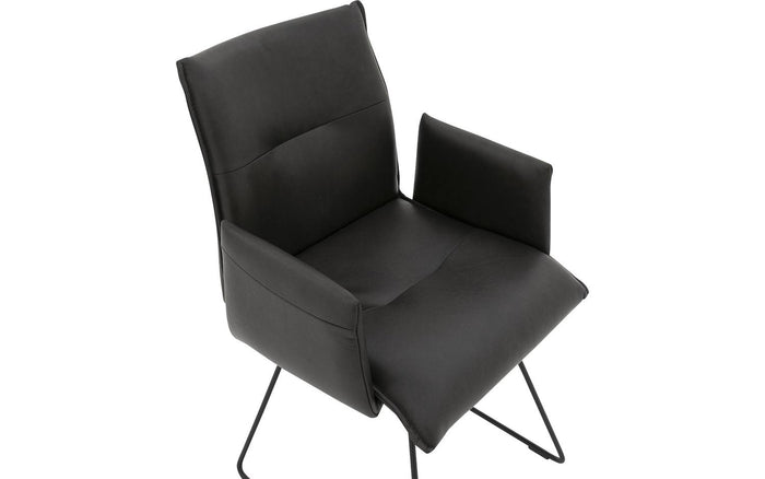 Goossens  Eetkamerstoel Nica, Gestoffeerde armleuning -  Leder met