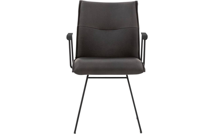 Goossens  Eetkamerstoel Nica, Armleuning met zwart houten armlegger -