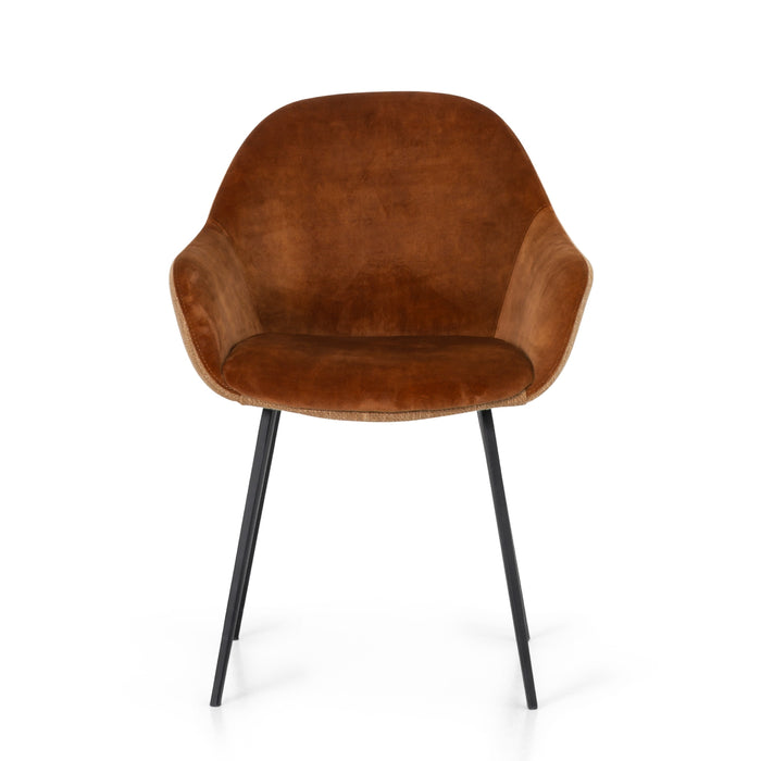 Eetkamerstoel Nora - Bruin - Velvet | Textiel | Metaal