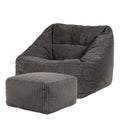 icon Natalia Zitzak Fauteuil met Poef - Ribfluweel - Houtskool