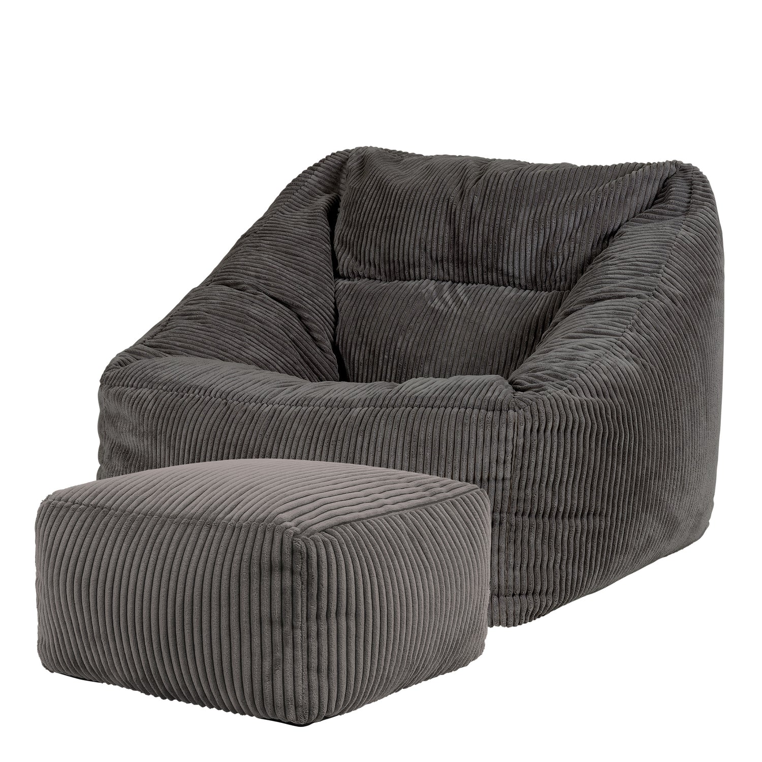 icon Natalia Zitzak Fauteuil met Poef - Ribfluweel - Houtskool