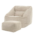 icon Natalia Zitzak Fauteuil met Poef - Ribfluweel - Beige