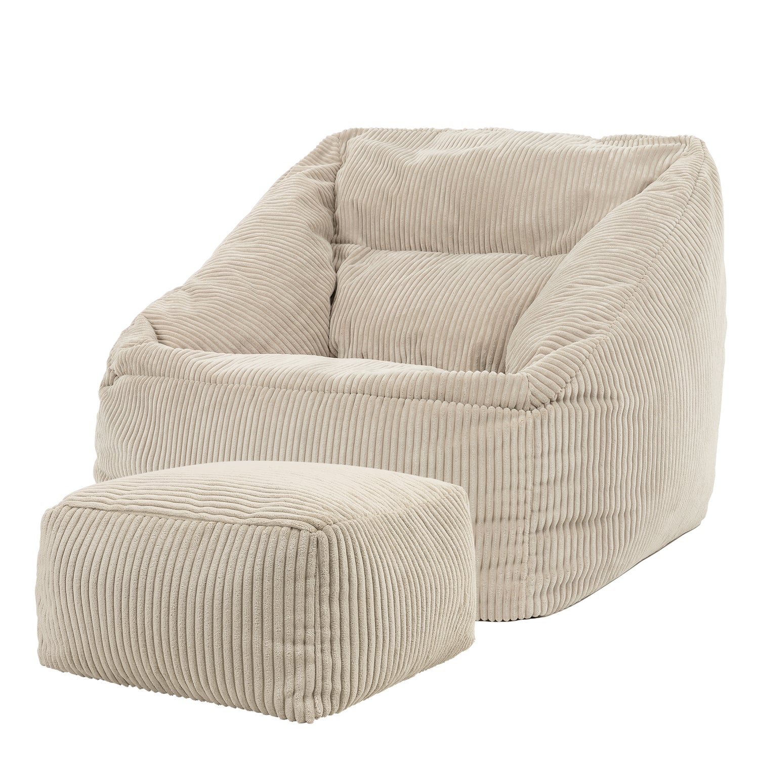 icon Natalia Zitzak Fauteuil met Poef - Ribfluweel - Beige