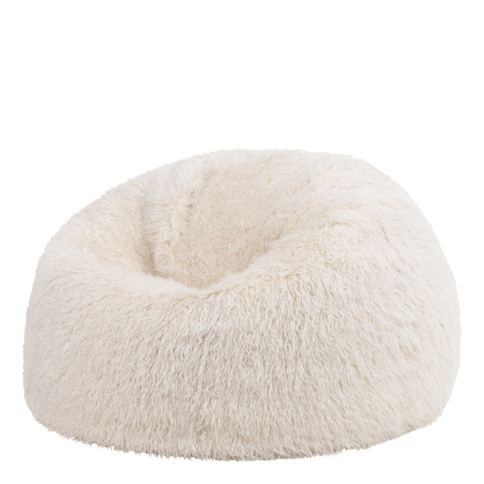 icon Kingston Zitzak - Fluffy Pluche Imitatiebont - Wit