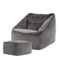 icon Natalia Zitzak Fauteuil met Poef - Velours - Houtskool