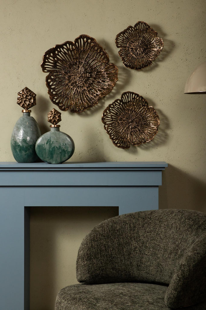 PTMD Ryhann Brass Casted Alu Flower Wall Deco Bowl L