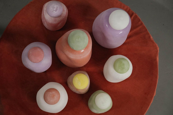 PTMD Karlie Purple Matte Glass Bulb Vase White Top