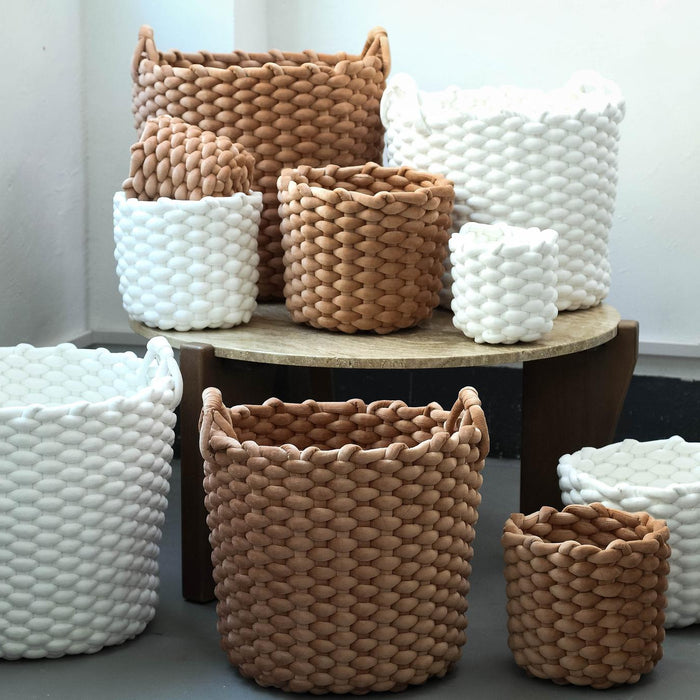 PTMD Olliver White Velvet Rope Basket No Handles SV3