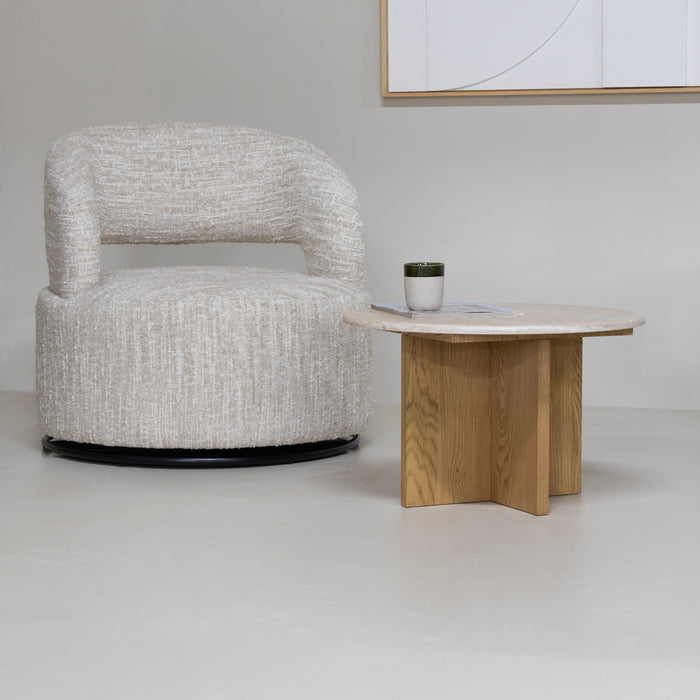 Giga Meubel - Salontafel Lichtbruin Marmer - Ø60x38cm - Faria