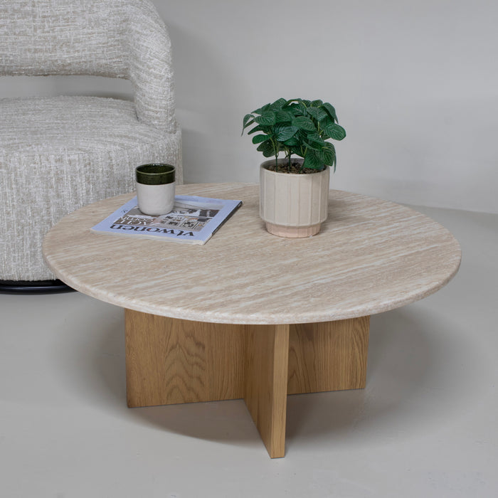 Giga Meubel - Salontafel Lichtbruin Marmer - Ø80x35cm - Faria