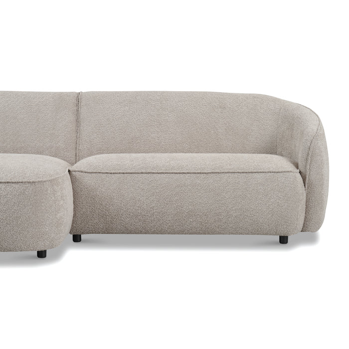 by fonQ Chubby Hoekbank met Chaise Longue Links - Bouclé Greige