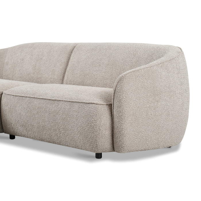 by fonQ Chubby Hoekbank met Chaise Longue Links - Bouclé Greige