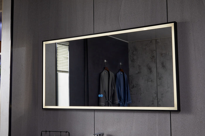 Vtw Living - Badkamerspiegel - Zwart frame - Anti Condens - 80 cm