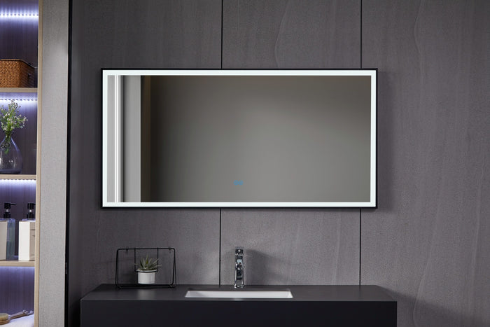 Vtw Living - Badkamerspiegel - Zwart frame - Anti Condens - 80 cm